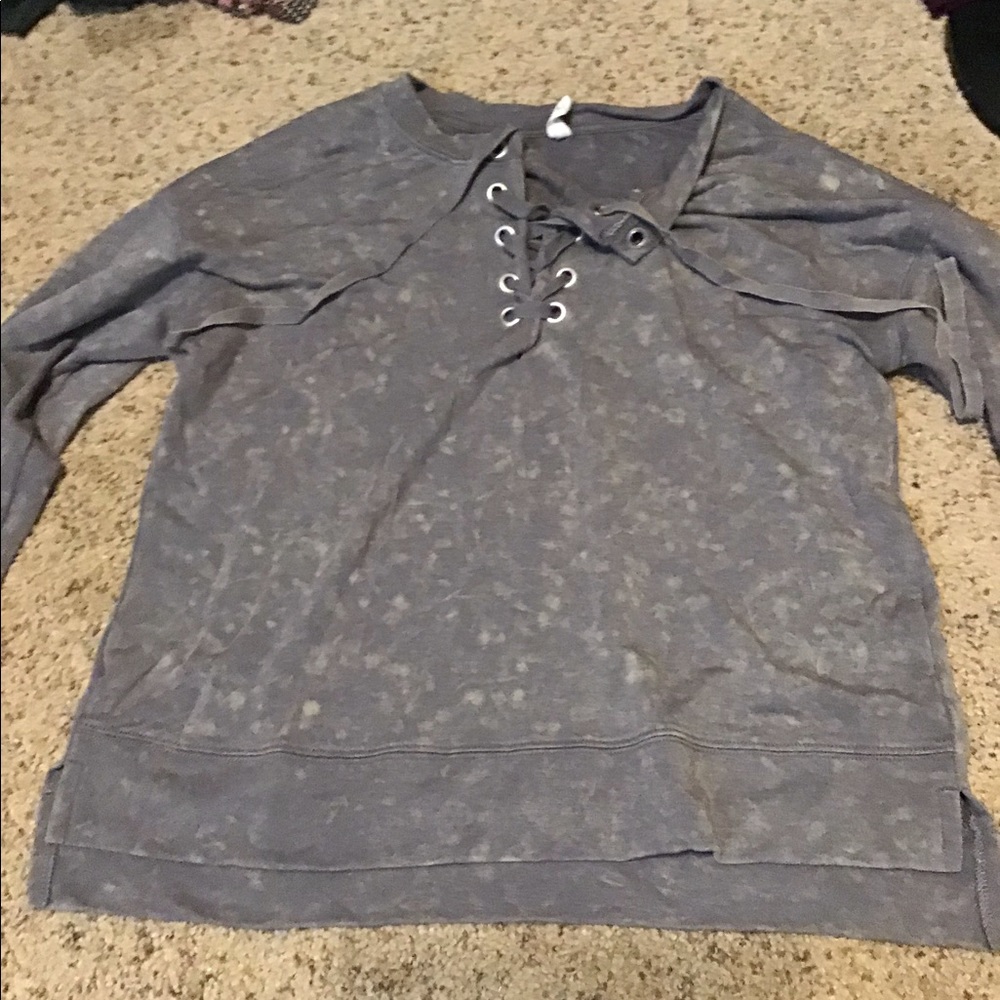 Lace up gray shirt